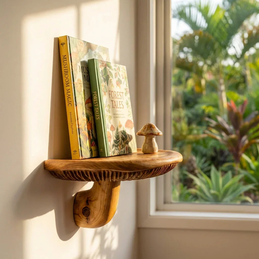 Sculpted Mushroom Floating Shelf With Carved Gill Detail - Ashdeco 2026