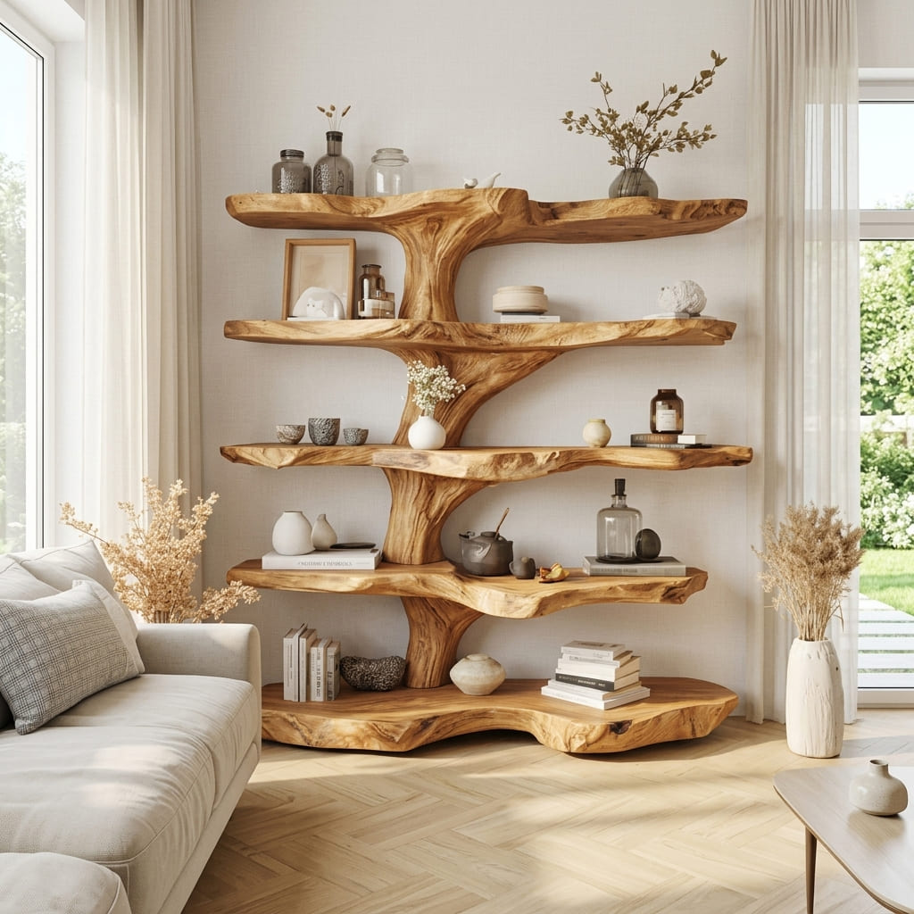 Organic display bookshelf in premium solid wood