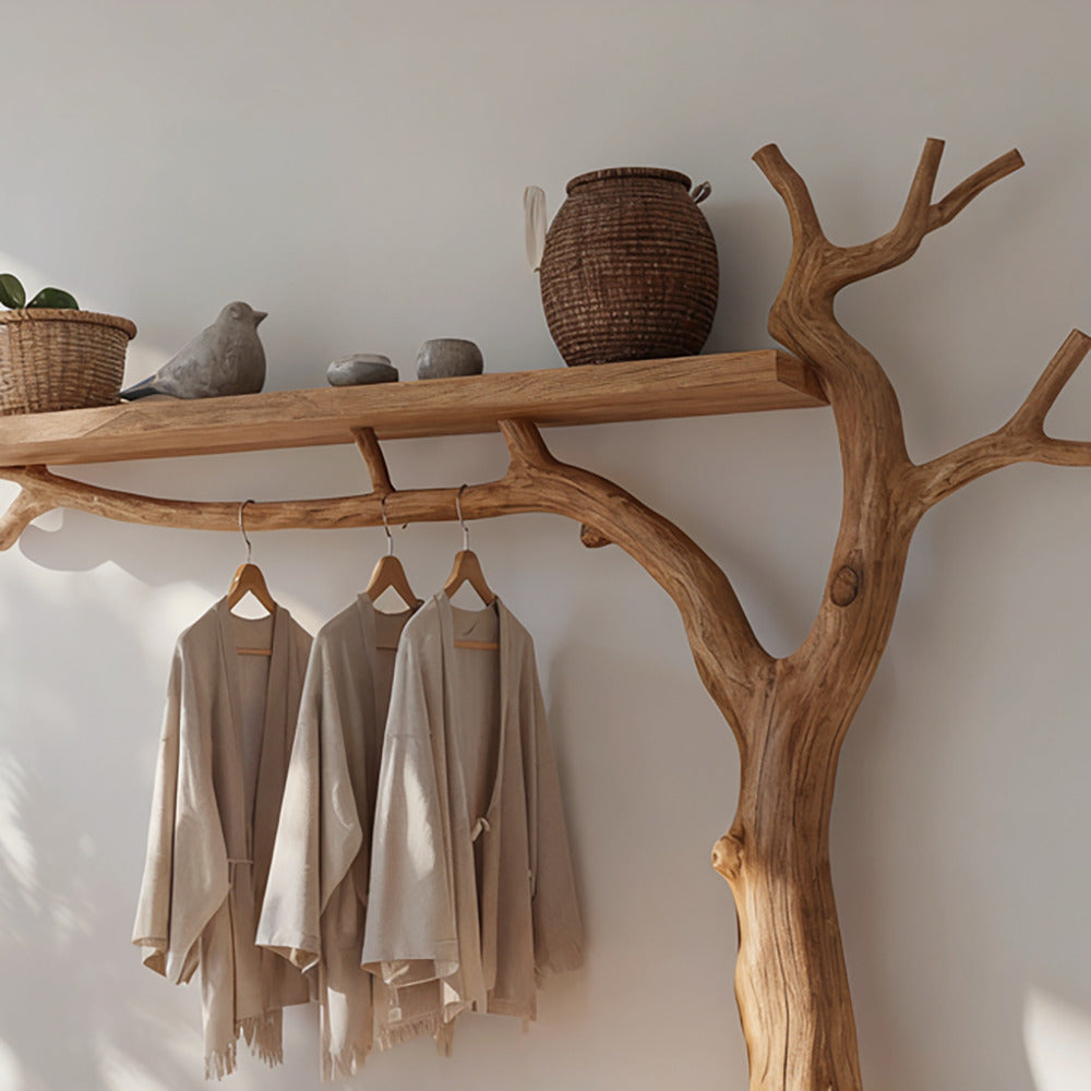 Modern tree branch hall tree crafted from solid wood