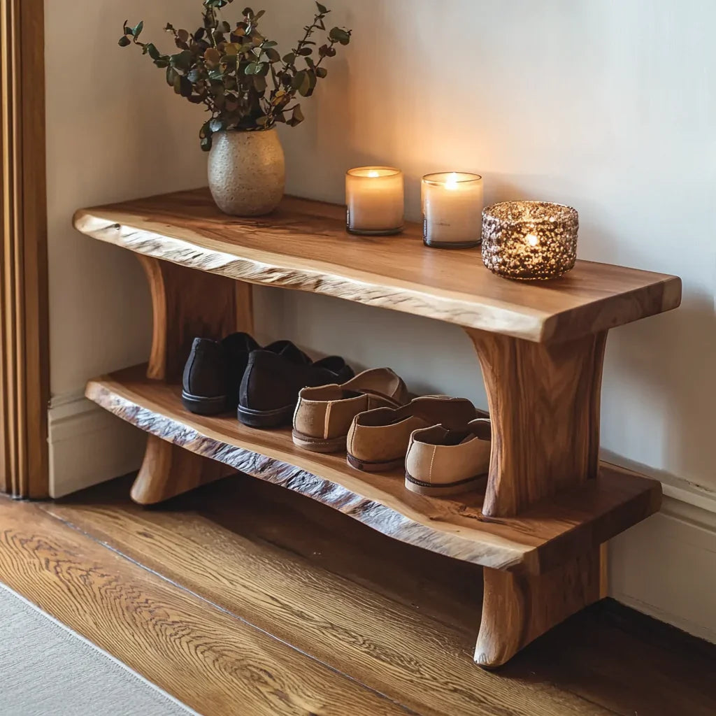 Handmade entryway shoe bench rack for living room furniture