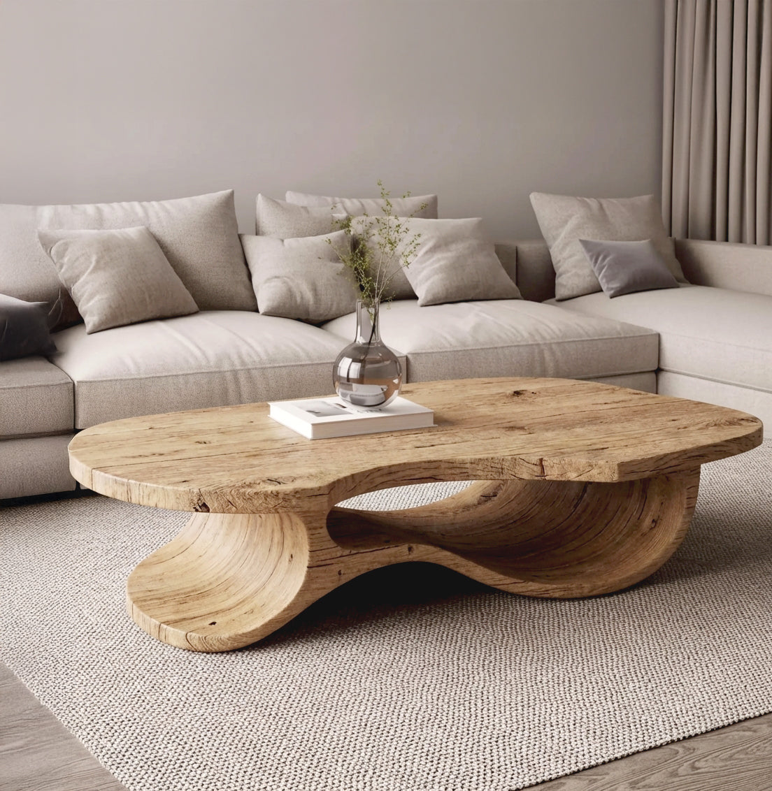 Solid Wood Coffee Table Handcrafted Organic Live Edge Center Table
