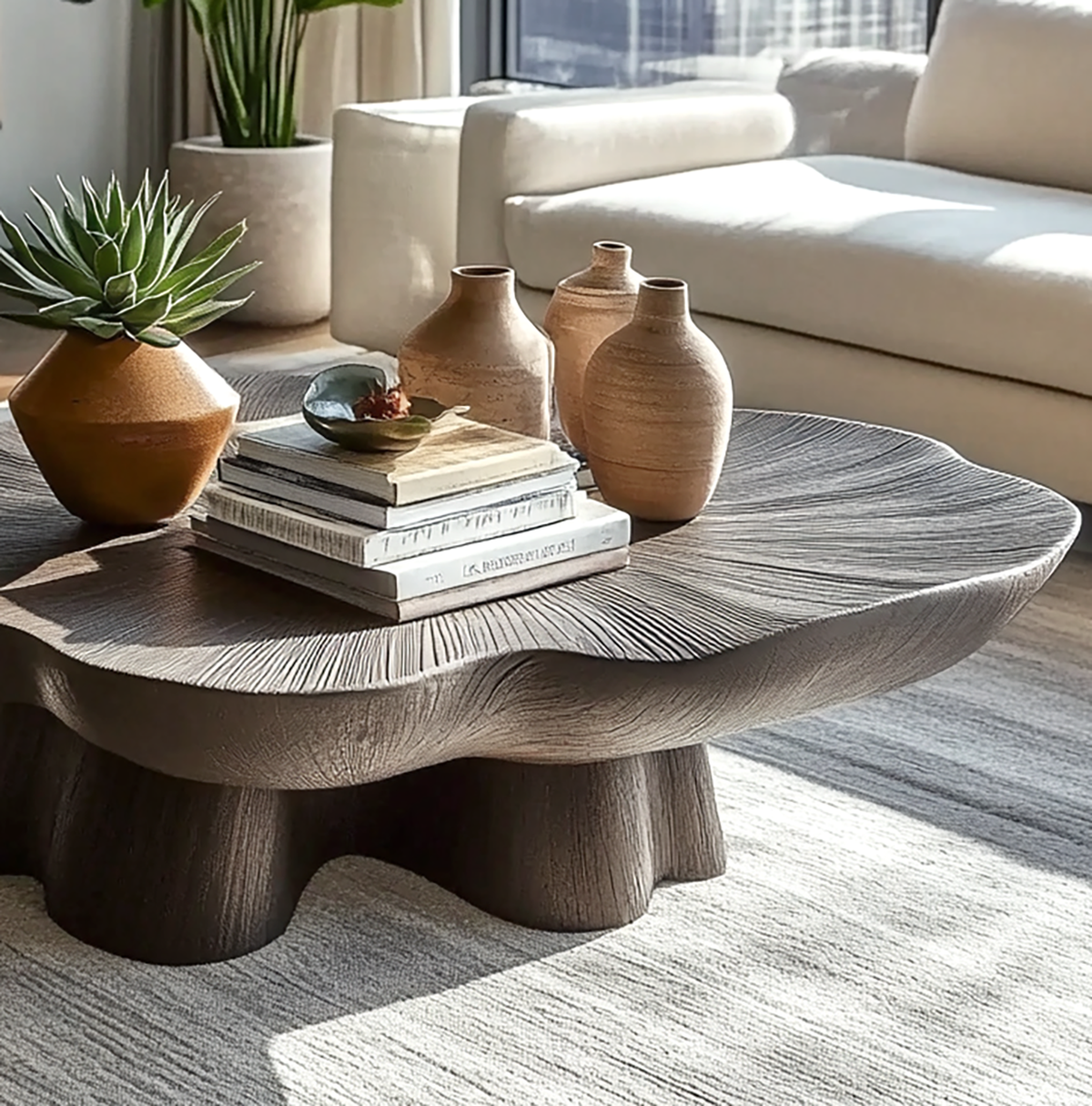 Unique Petal Shaped Coffee Table Minimalist Living Room Furniture