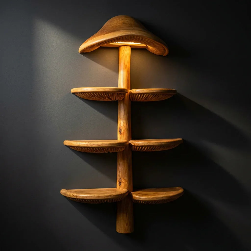 Wall Mounted Mushroom Shelf With Half Moon Gill Shelves - Ashdeco 2026