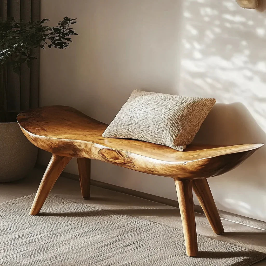 Rustic live edge bench for entryway and hallway furniture