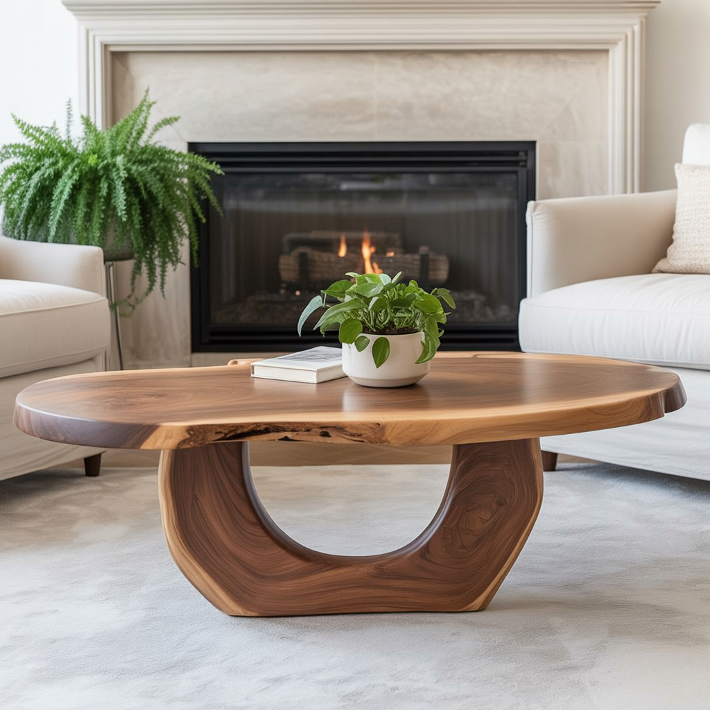 Rustic Solid Wood Coffee Table – Live Edge Farmhouse Reclaimed Wood Table