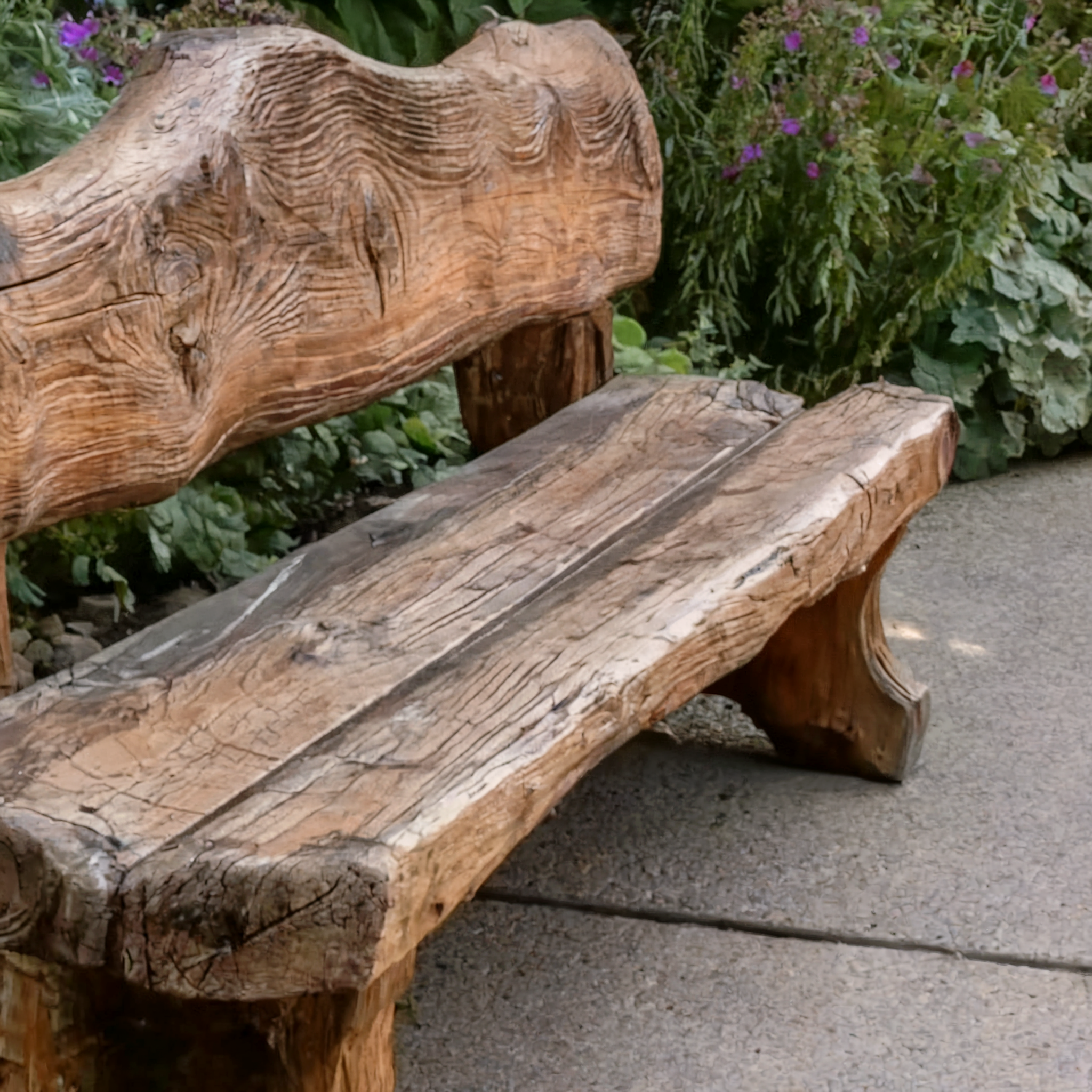 Handcrafted Rustic Solid Wood Bench - Natural Log Seating for Garden & Patio