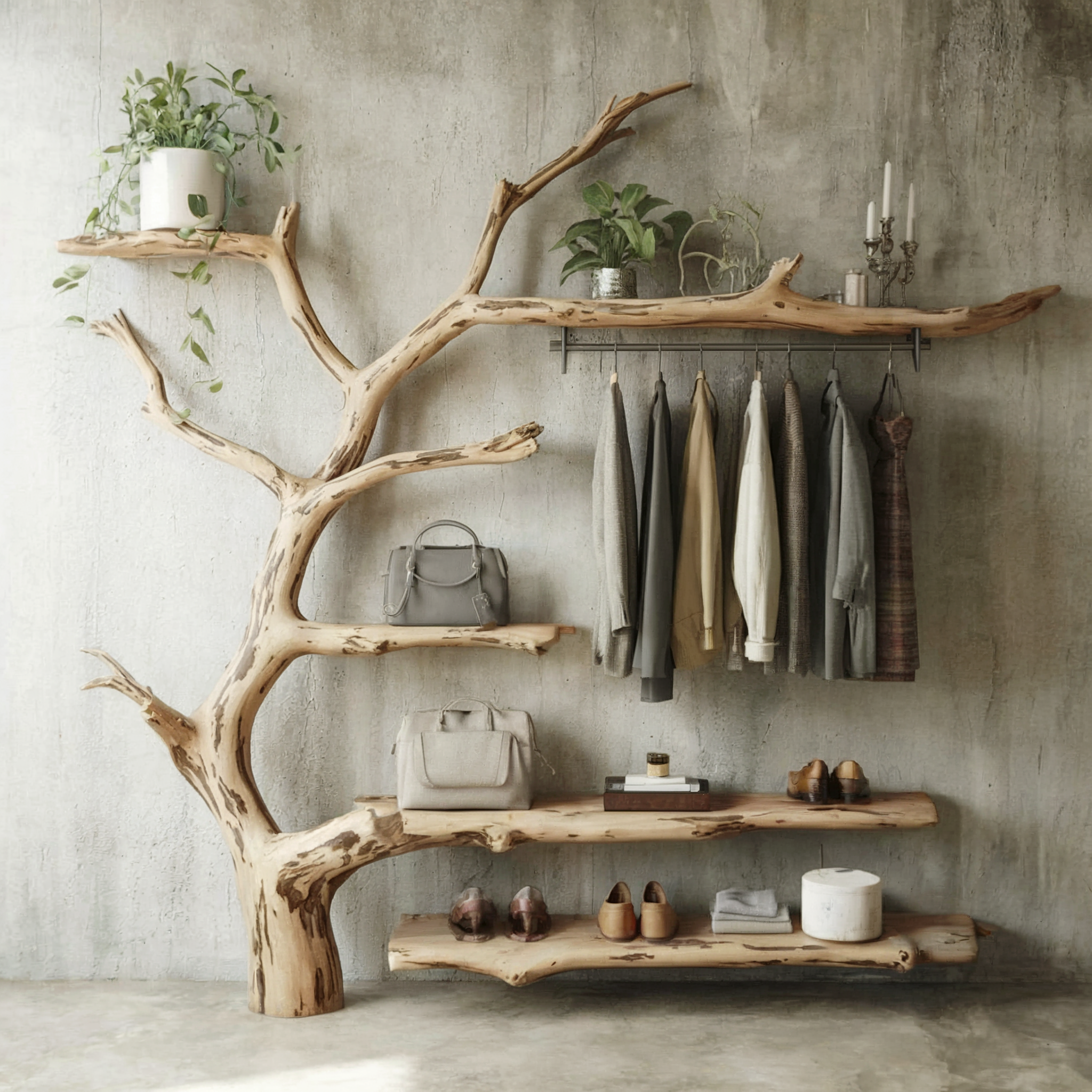 Solid Wood Coat Rack with Shelf – Decorative Wall Mounted Hanger with Hooks, Personalized Entryway Shoe & Wall Decor