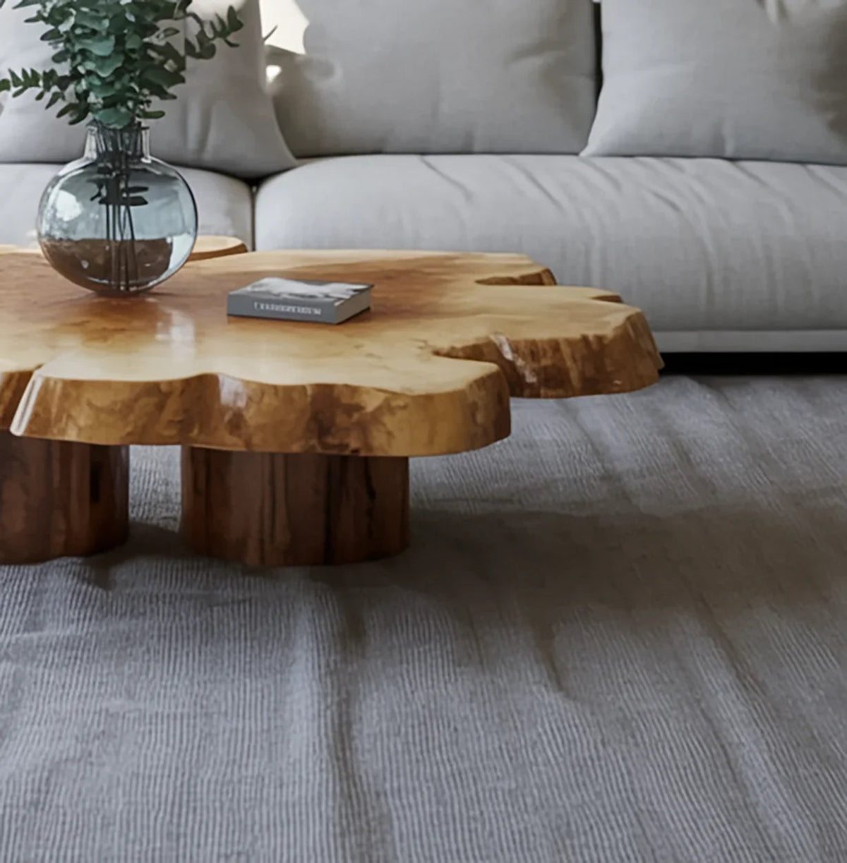 Live edge wood coffee table for rustic and modern home interiors