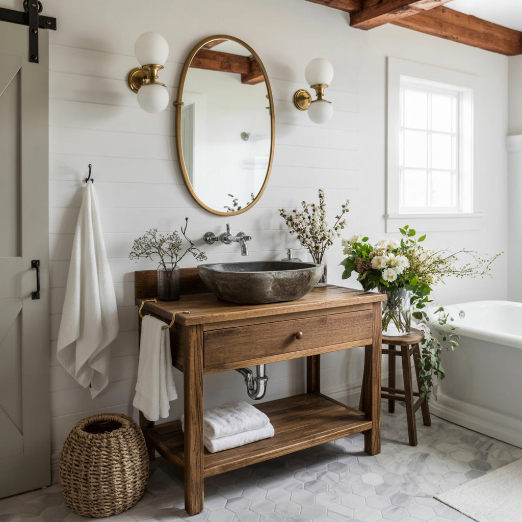 Rustic Bathroom Vanity – Handmade Farmhouse Wood Cabinet