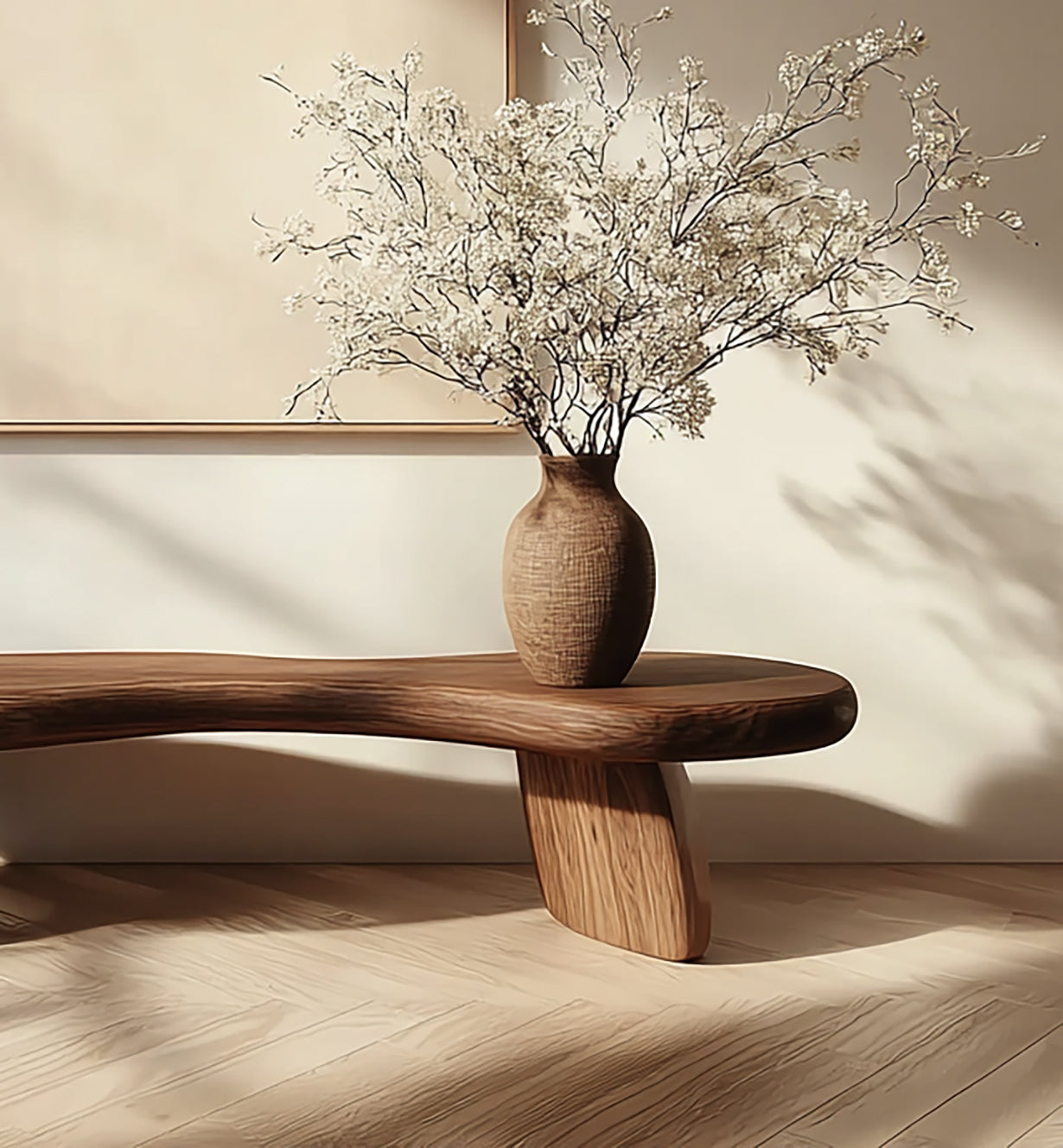 Rustic Solid Wood Bench – Handmade Live Edge Seat for Entryway, Living Room, Bedroom