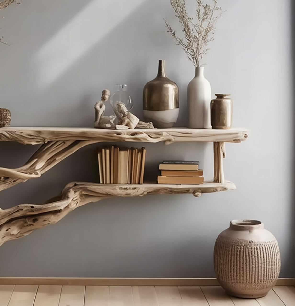 Natural Wood Branch Console Table – Handmade Sculptural Entryway Furniture