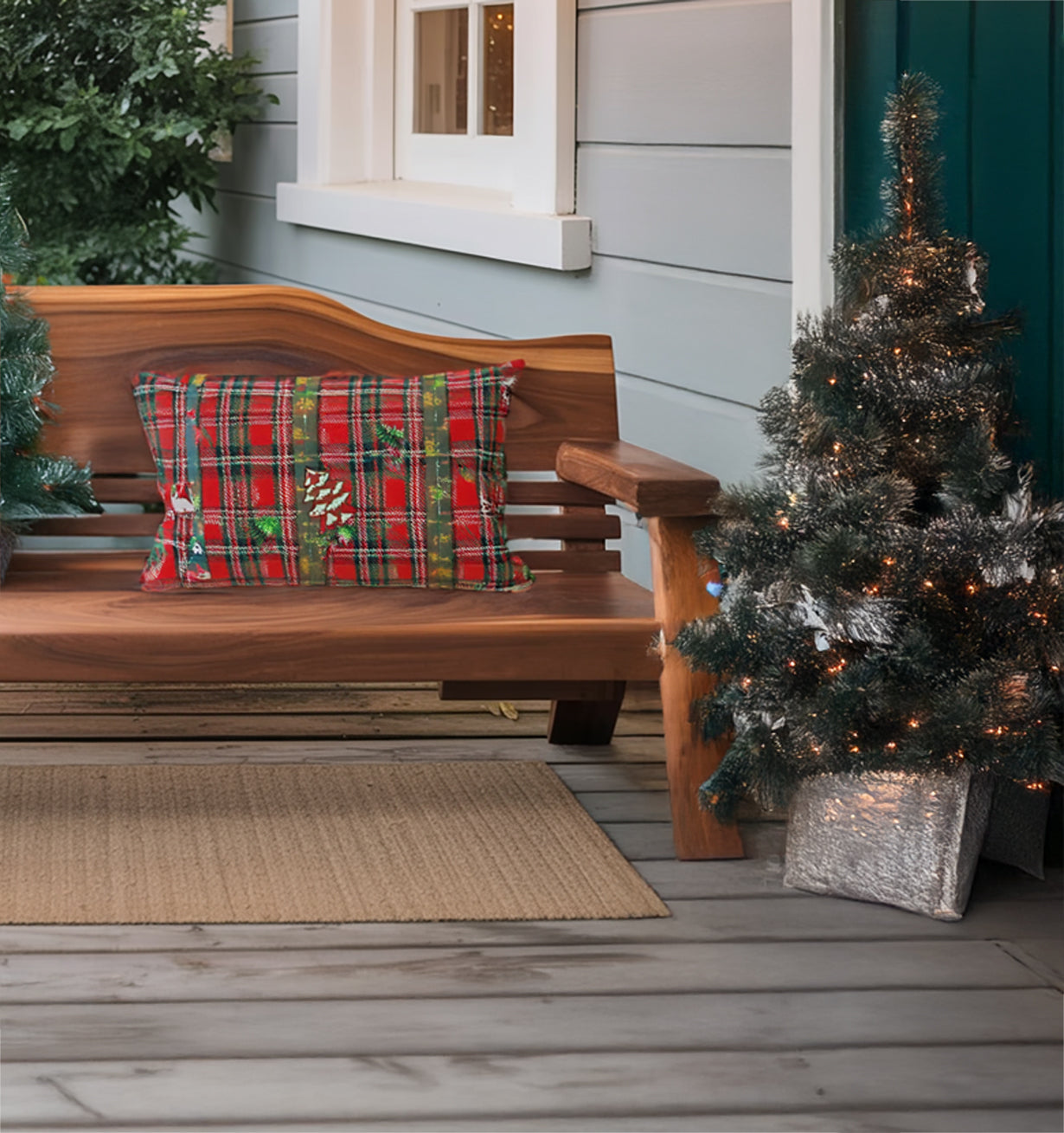 Handcrafted Rustic Outdoor Wooden Bench with Curved Backrest – Porch & Garden Seating