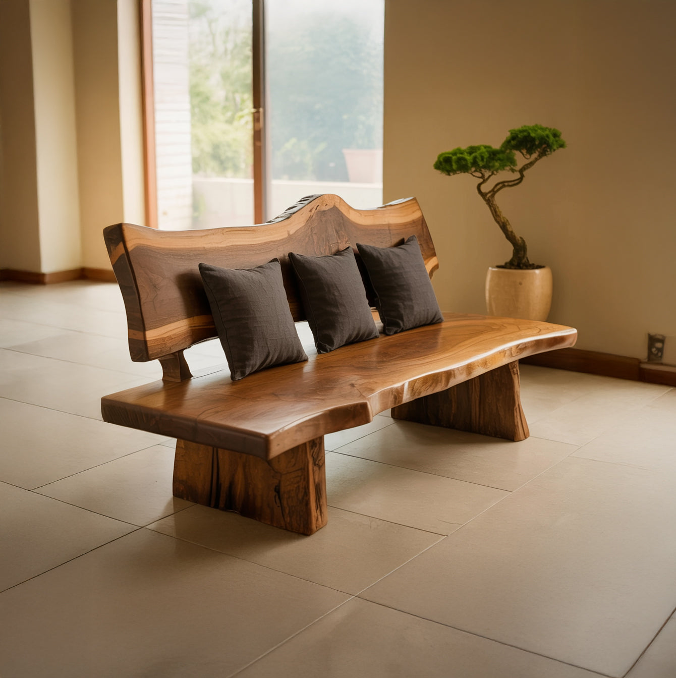 Handcrafted Live Edge Bench – Solid Wood Entryway Seating