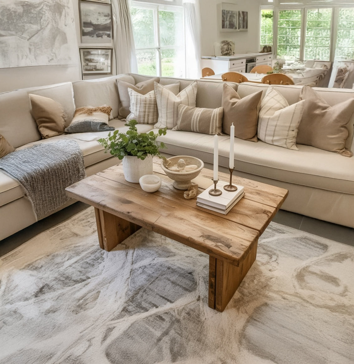 Handmade Organic Wood Coffee Table - Rustic Minimalist Living Room Furniture