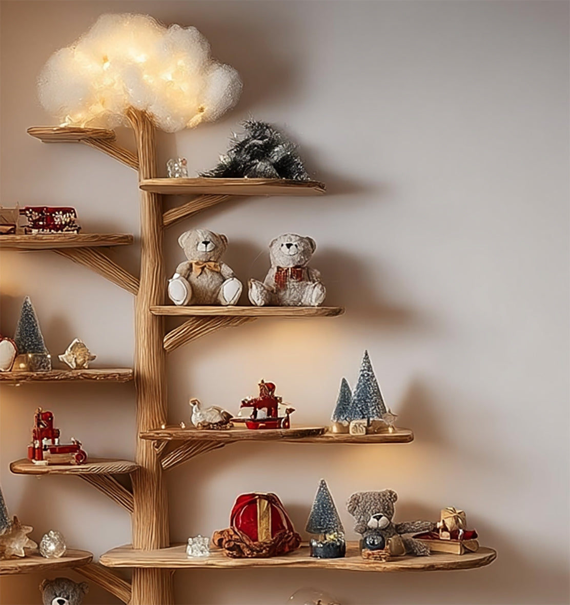 Baby Room Decoration Tree Shelf – Handmade Solid Wood Bedroom Decor Gift