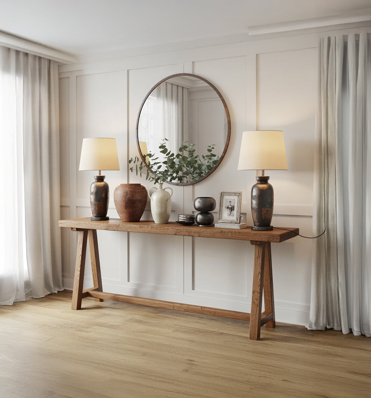 Rustic Reclaimed Wood Console Table – Live Edge Entryway Table