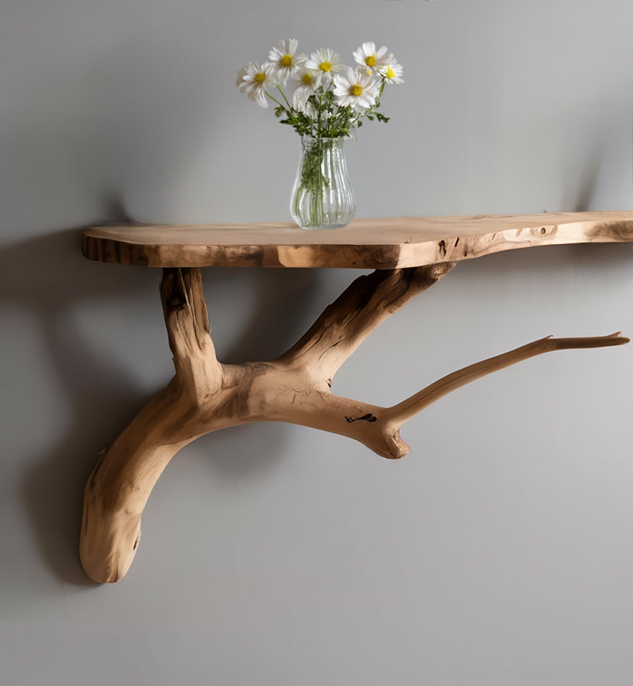 Handcrafted Floating Shelf – Natural Edge Wood Storage for Living Room