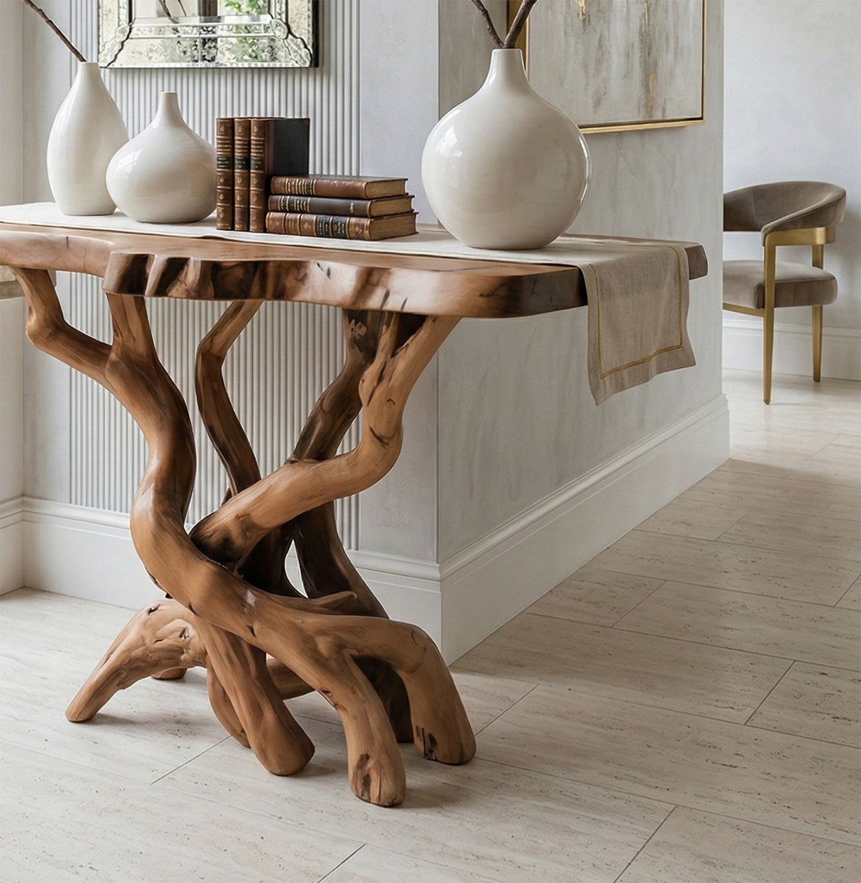 Handcrafted Live Edge Console Table For Rustic Home Decor