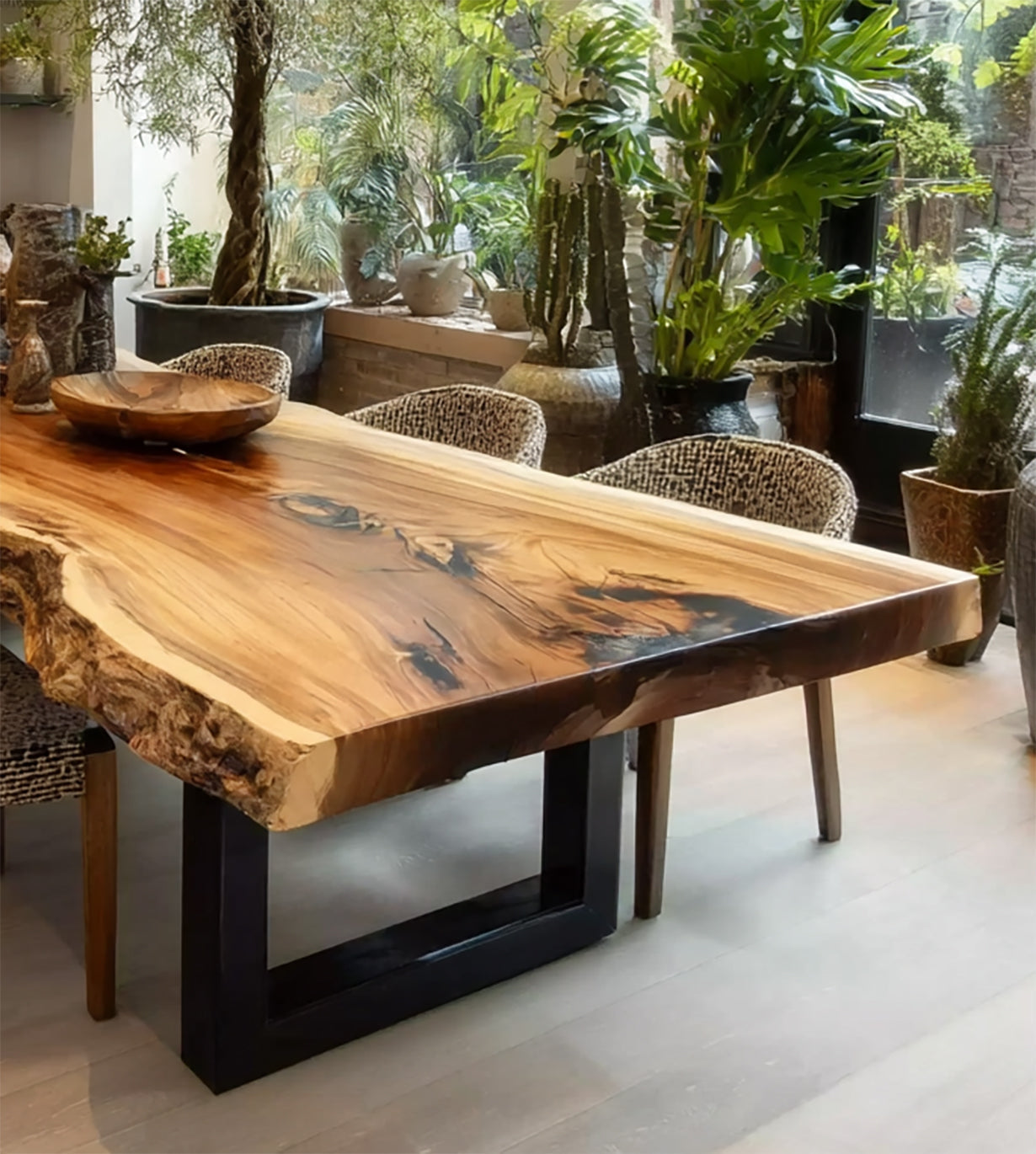 Live Edge Walnut Dining Table – Handmade Solid Wood Rustic Farmhouse Kitchen Table