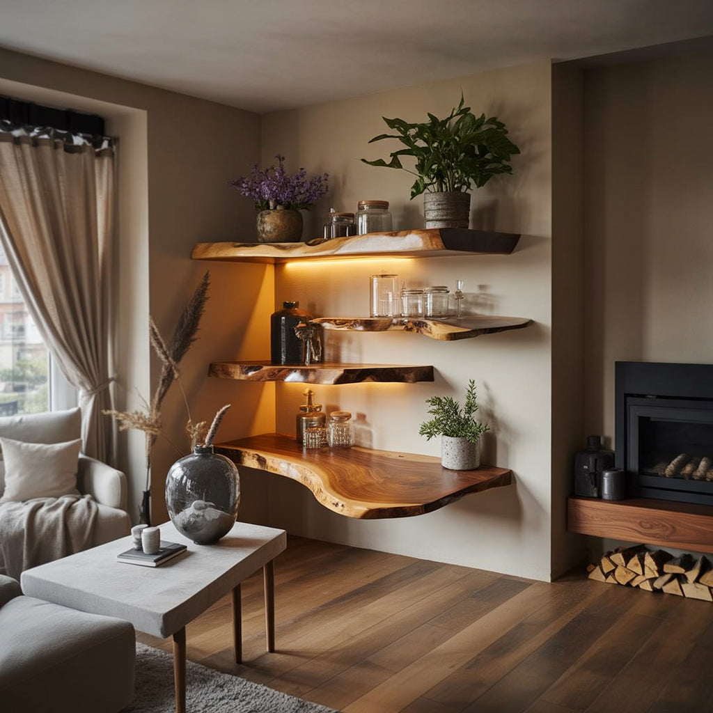 Live Edge Floating Shelves Walnut Shelves Live Edge Shelf Decor