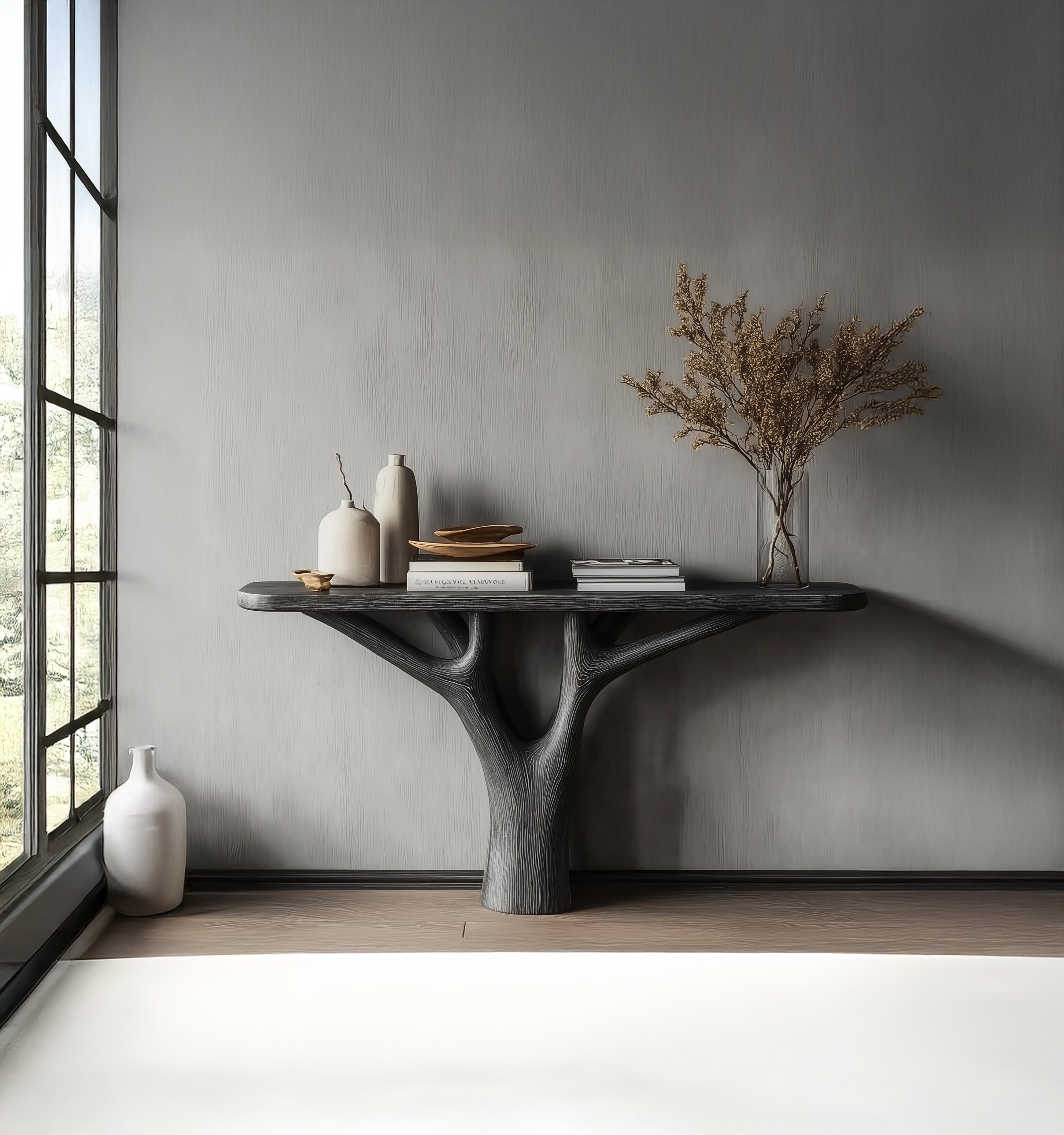 Modern Tree Branch Console Table – Handcrafted Wooden Entryway Table