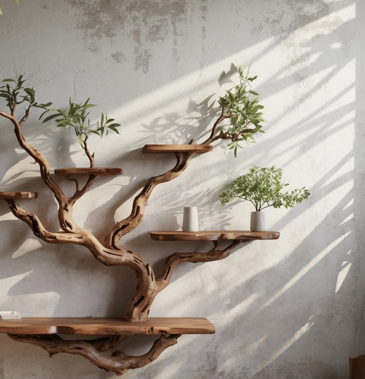 Floating Bookshelf – Tree Branch Wall-Mounted Bookcase for Rustic Home Decor