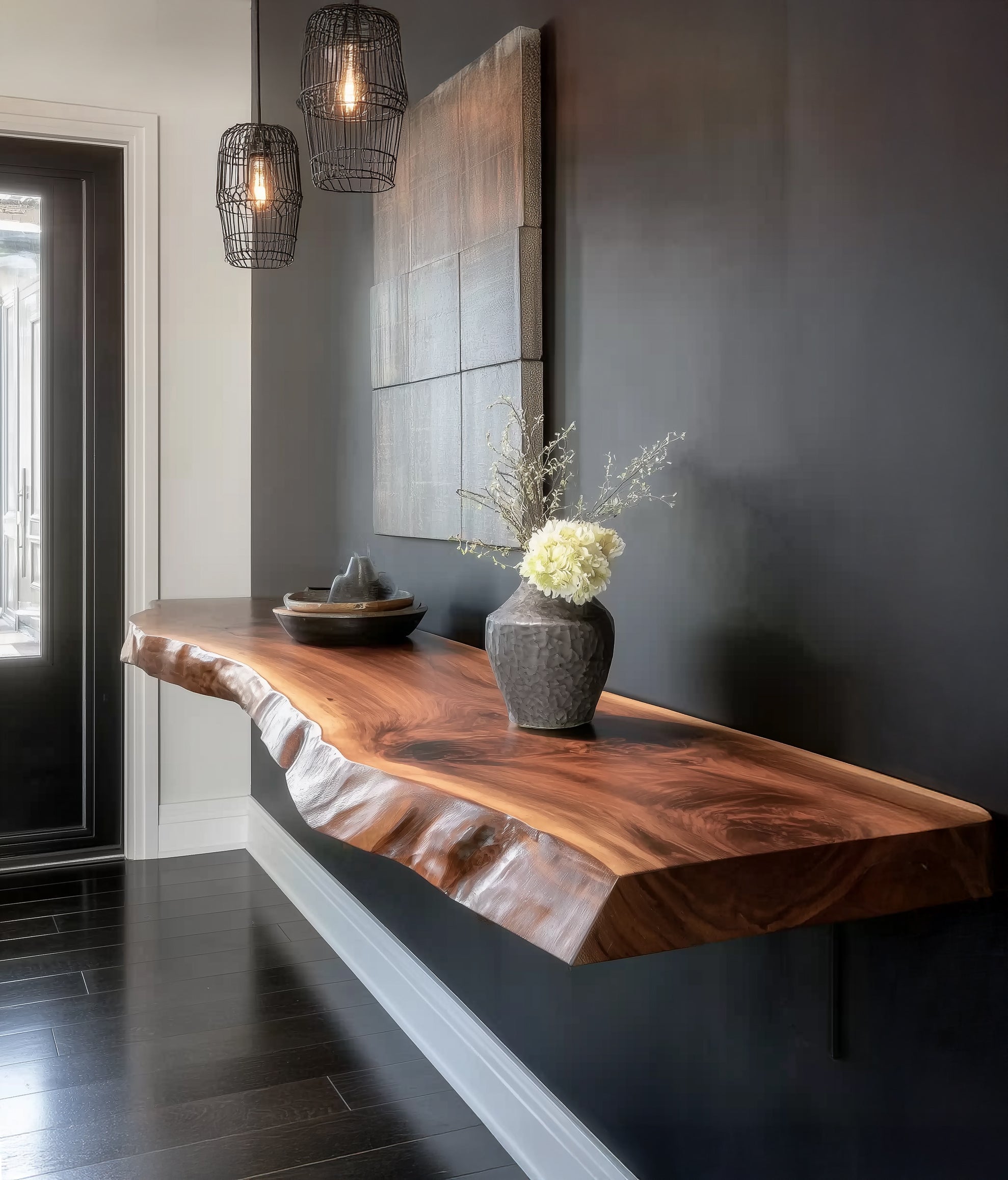 Floating Wall Shelf – Custom Live Edge Long Floating Display Shelf