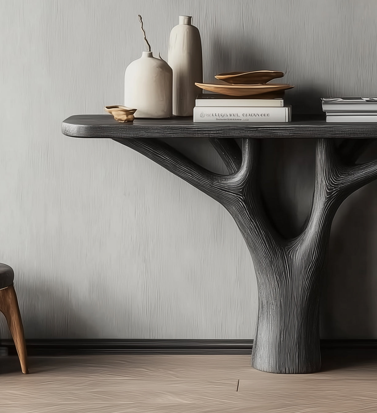 Modern Tree Branch Console Table – Handcrafted Wooden Entryway Table