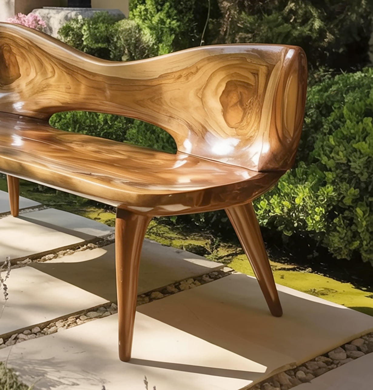 Handcrafted Outdoor Wooden Bench For Serene Garden Corners
