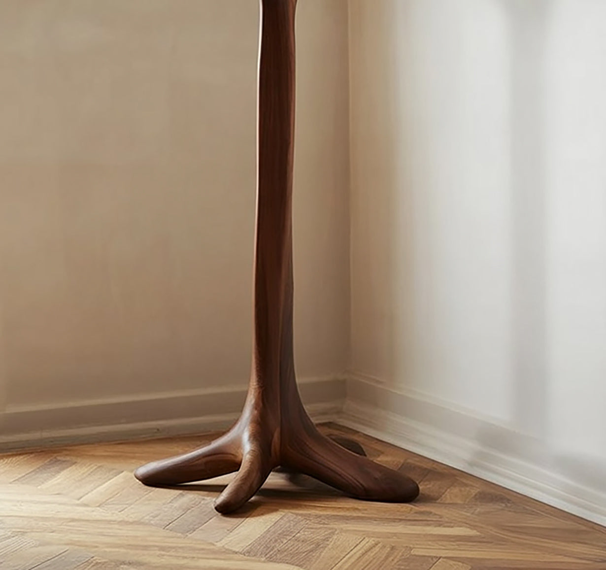 Artisanal Tree Branch Coat Rack – Hand-Sculpted Solid Wood Stand