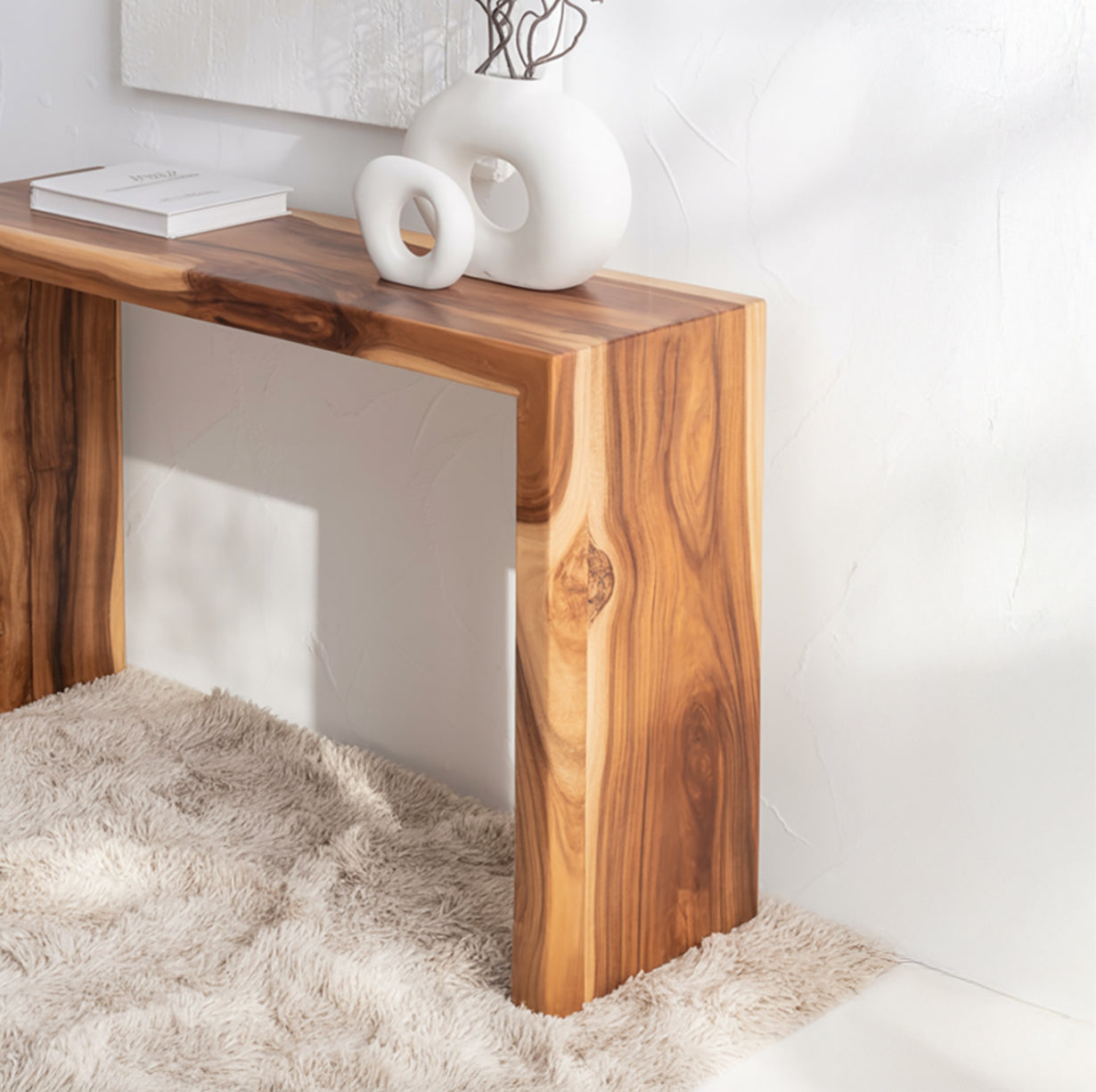Artisan Handcrafted Natural Wood Console – Modern Organic Hallway Table