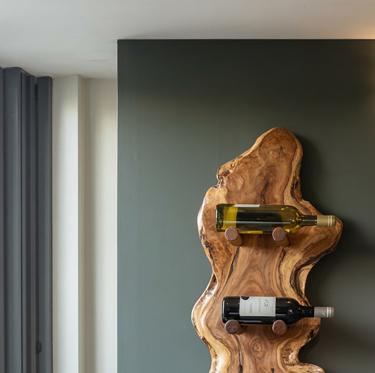 Christmas Live Edge Wine Rack – Rustic Wall Mounted Solid Wood Holder