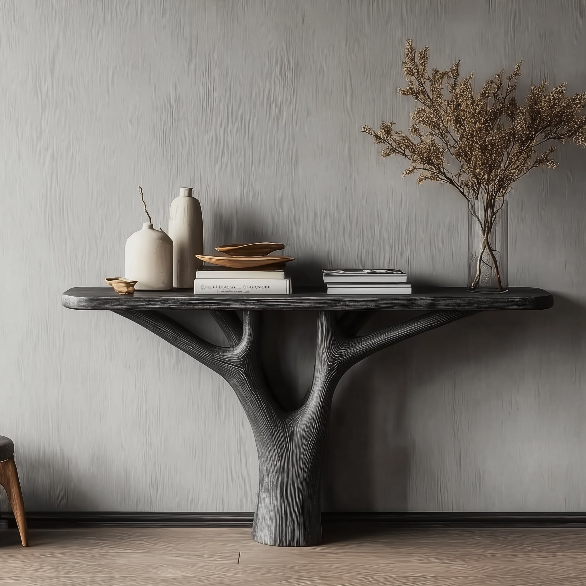 Modern Tree Branch Console Table – Handcrafted Wooden Entryway Table