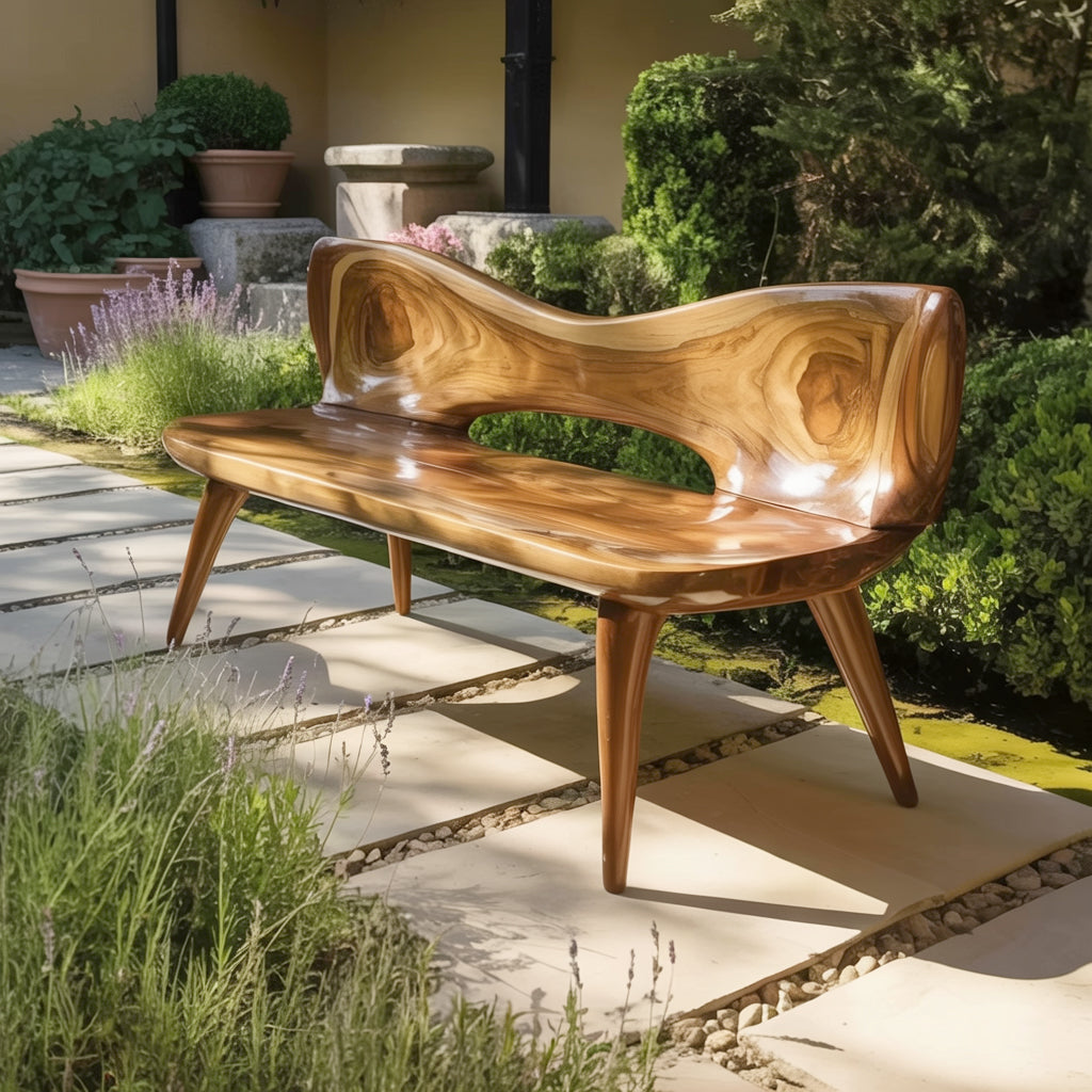 Handcrafted Outdoor Wooden Bench For Serene Garden Corners