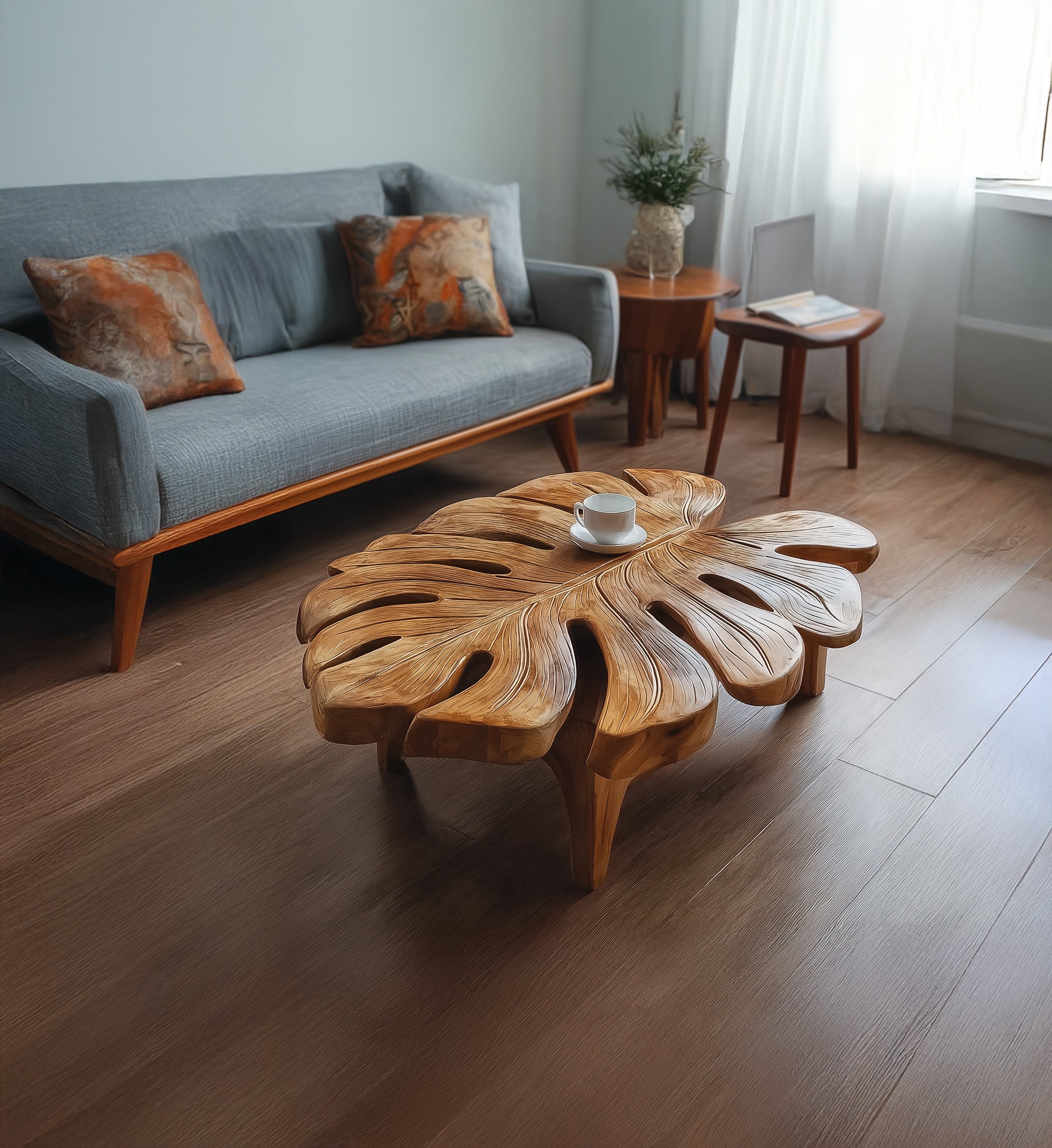 Handmade Solid Wood Coffee Table: Boho Modern Style