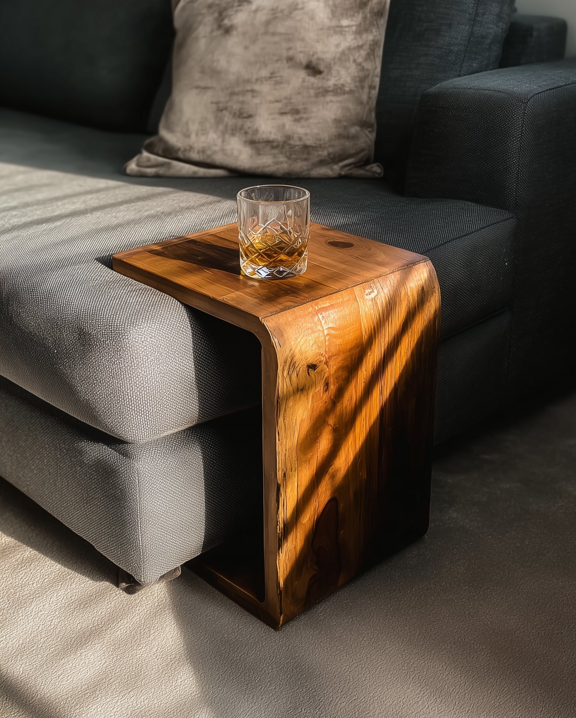 End Handmade Round End Table – Rustic Solid Wood Side Table, Farmhouse Living Room Accent