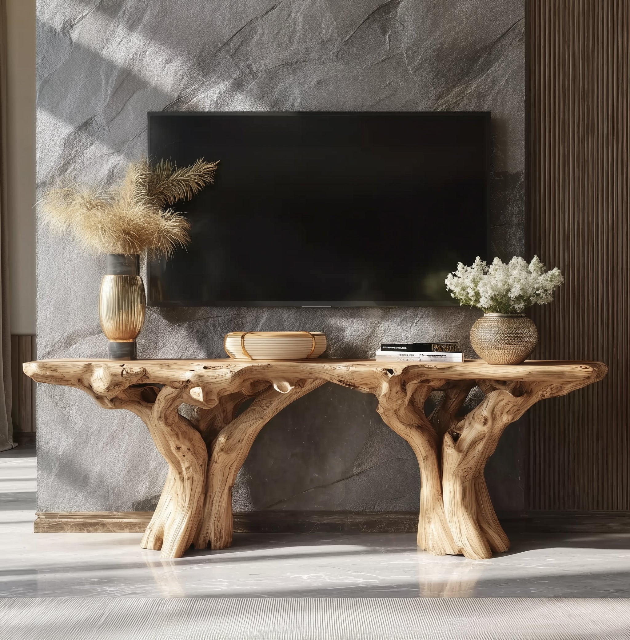 Custom Rustic Solid Wood TV Cabinet Stand – Handmade Antique Farmhouse Console