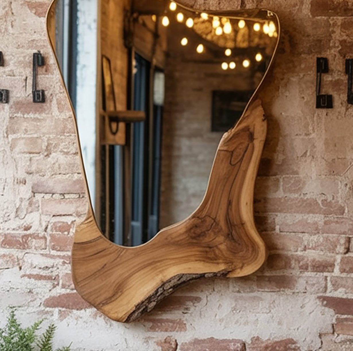 Modern Live Edge Wall Mirror – Handmade Wooden Mirror for Living Room & Bathroom