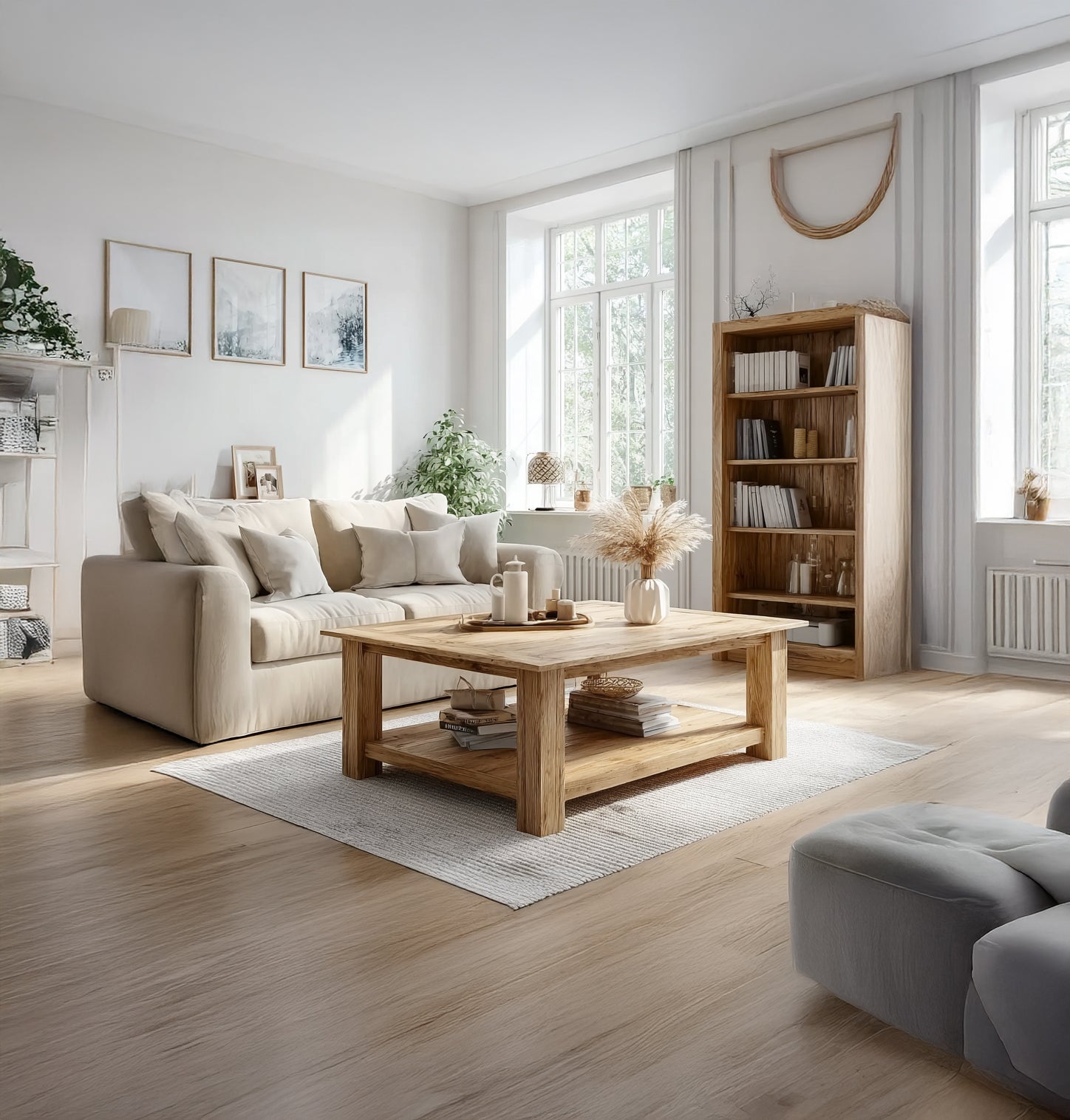 Rustic Low Coffee Table – Live Edge Reclaimed Wood Farmhouse Furniture