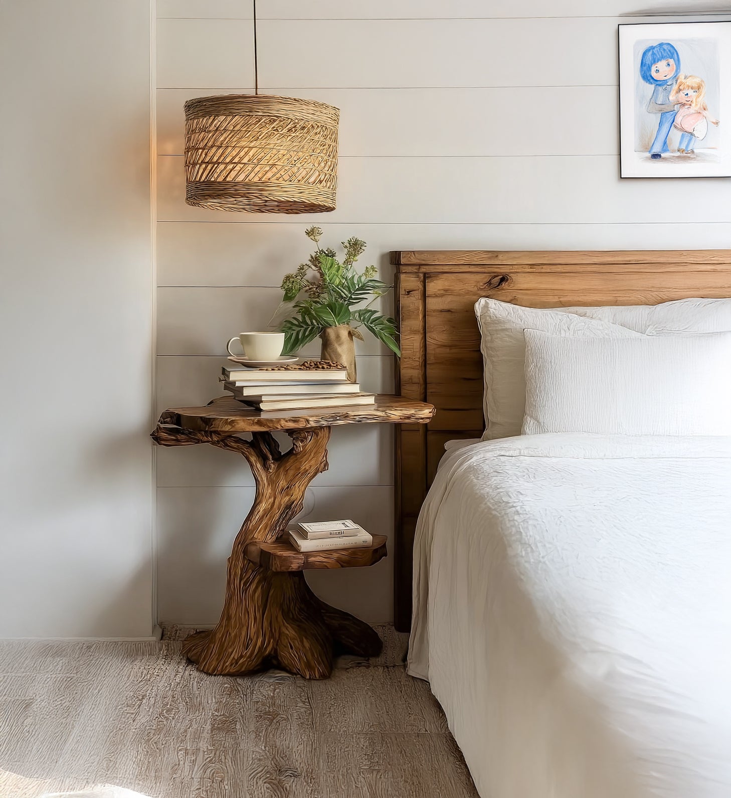 Rustic Solid Wood Table – Handmade Farmhouse Side & Round End Table, Live Edge Coffee Table