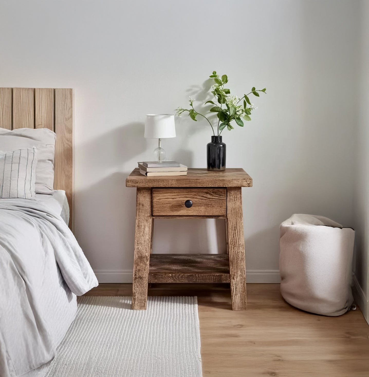 Rustic Reclaimed Wood Nightstand with Drawer – Handmade Barnwood Table