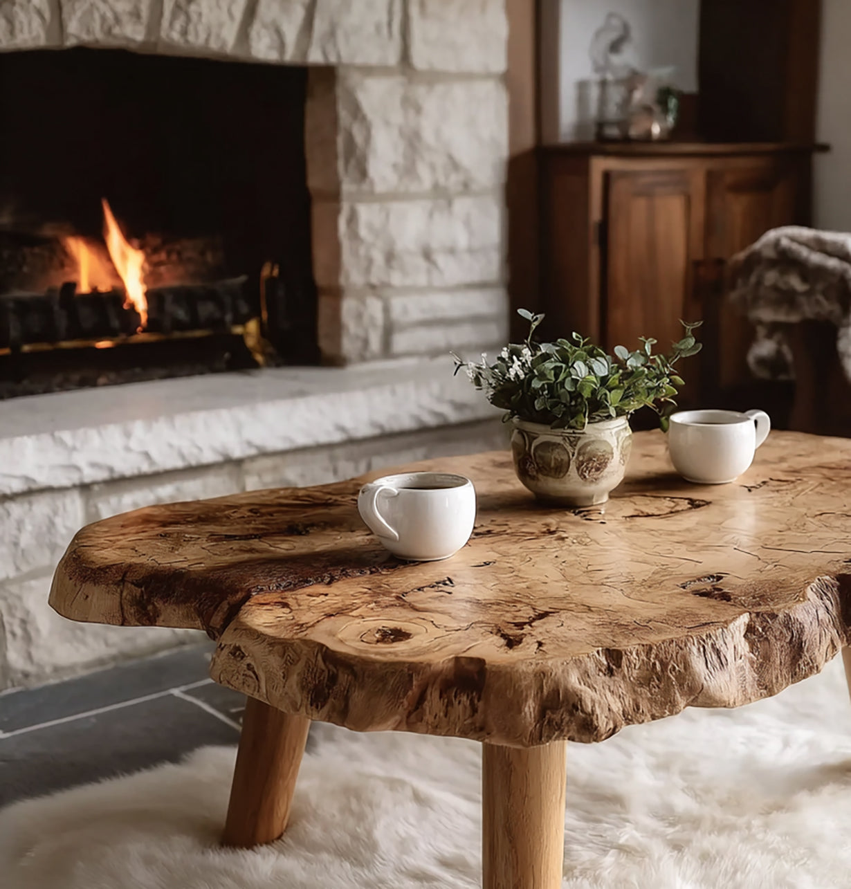 Farmhouse Solid Wood Table – Living Room Accent Furniture