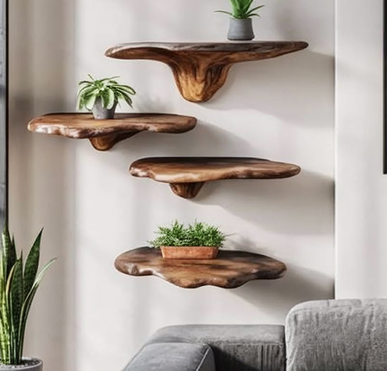 Handcrafted Live Edge Wooden Floating Shelves – Organic Wall Shelf