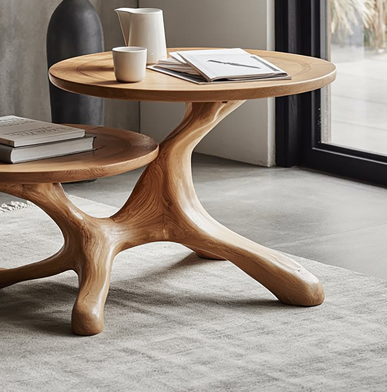 Handmade Solid Wood End Table, Tree Base Side Table, Rustic Home Decor