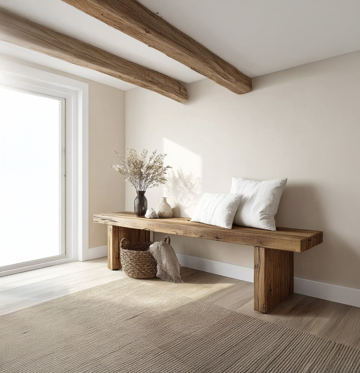 Rustic Console Table – Farmhouse Solid Wood Entryway Table