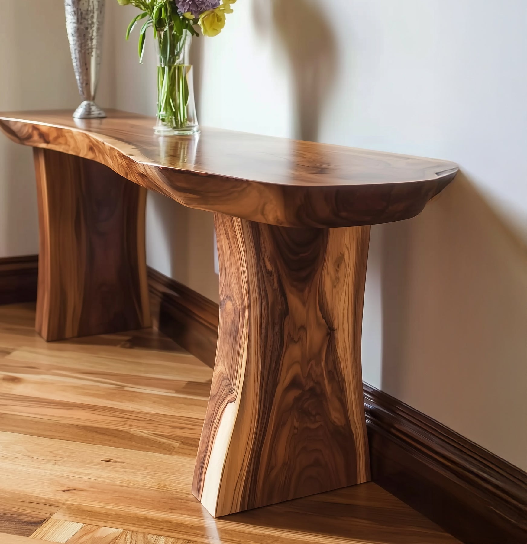 Rustic Solid Wood Console Table Farmhouse Hallway Console, Modern Wooden Sofa Table