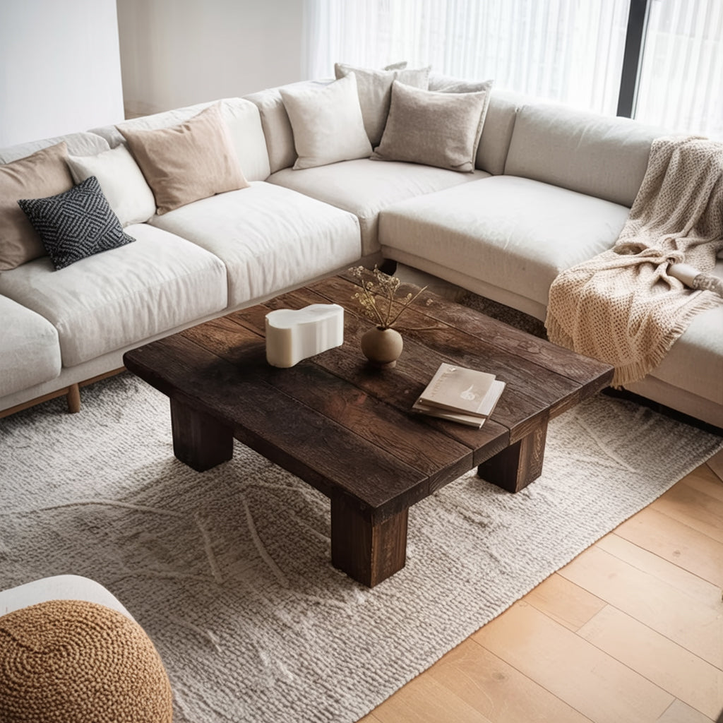Handmade Reclaimed Chestnut Wood Coffee Table, Rustic Farmhouse Design