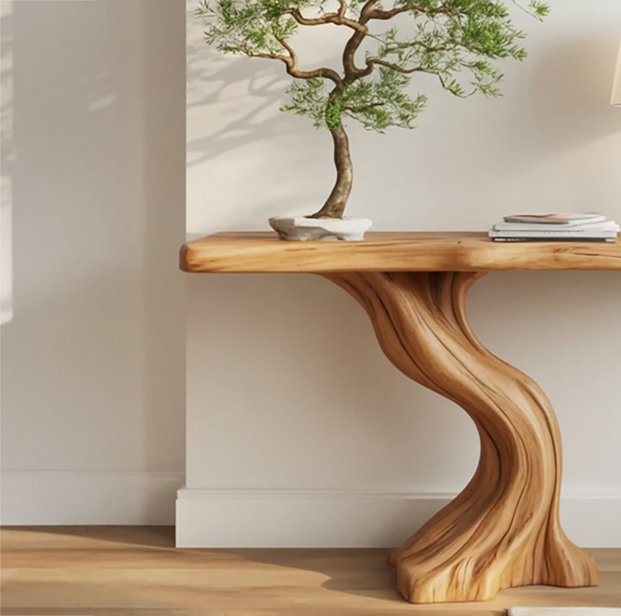 Unique Solid Wood Console Table – Artisanal Live Edge Entry Way Furniture for Narrow Hallways