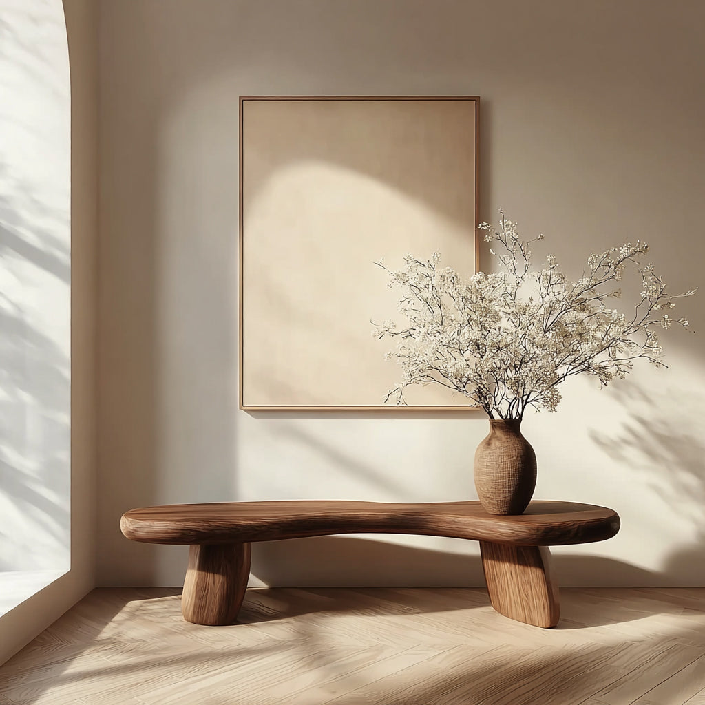 Rustic Solid Wood Bench – Handmade Live Edge Seat for Entryway, Living Room, Bedroom