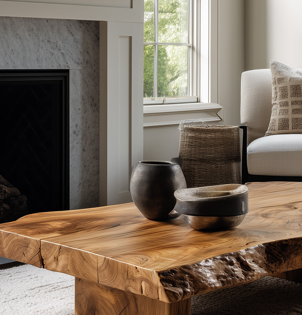 Rustic Low Coffee Table – Live Edge Reclaimed Wood for Dining or Farmhouse Living Rooms